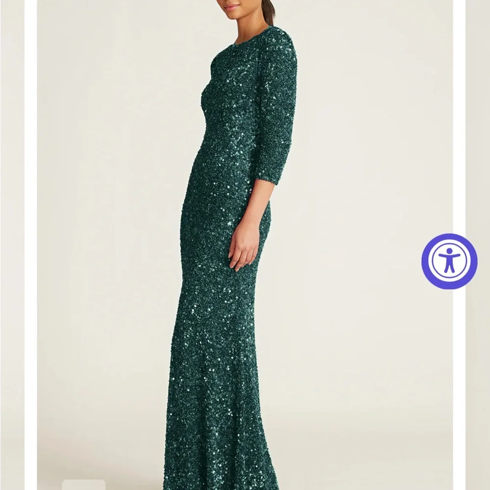 Theia Green Sequin Gown - Picture 3 of 8